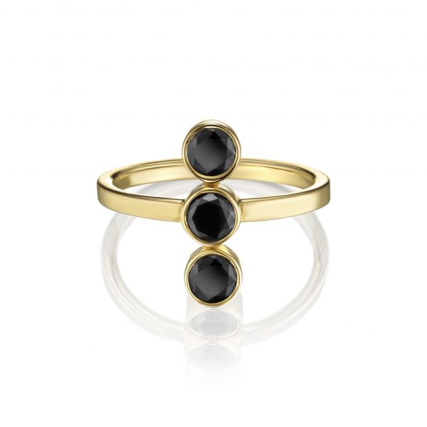 טבעת טריו יהלומים שחורים דגם 5365