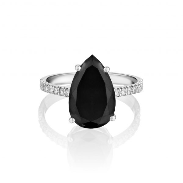 טבעת יהלום שחור טיפה.