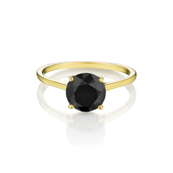 טבעת יהלום שחור סוליטר