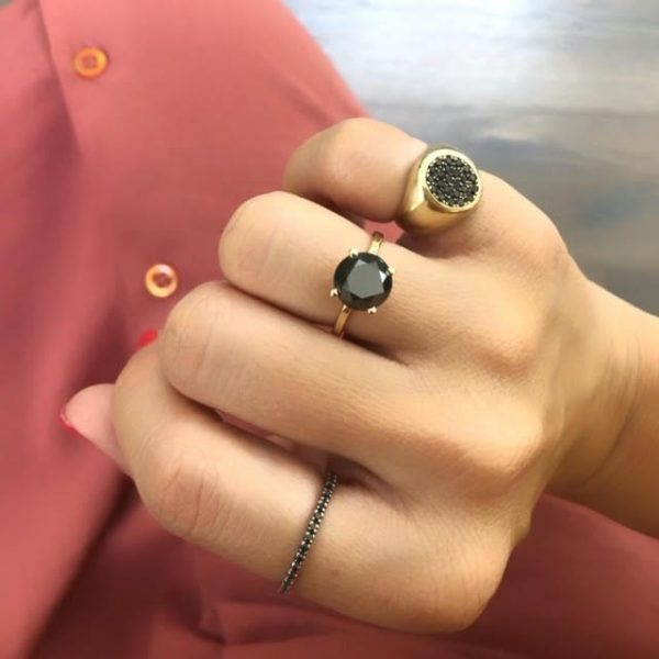 טבעת יהלום שחור סוליטר