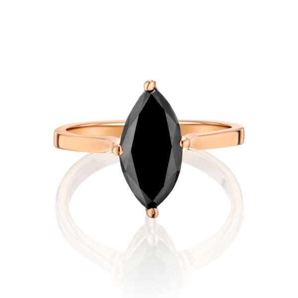 טבעת יהלום שחור מרקיזה רוז גולד