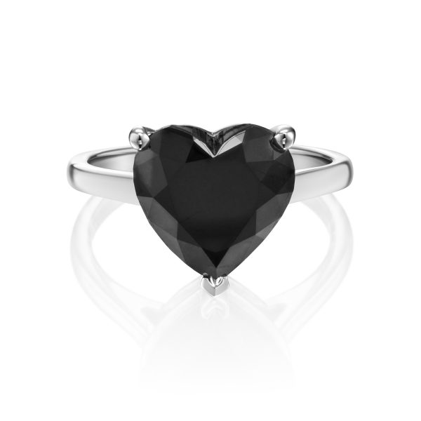 טבעת לב יהלום שחור