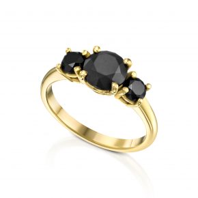 טבעת טריו יהלומים שחורים